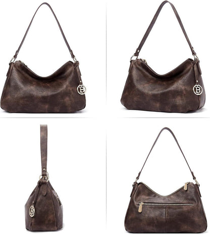 Damen Schultertasche Mittelgroß PU Leder Hobo Handtasche Henkeltasche