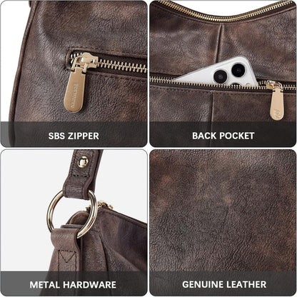 Damen Schultertasche PU Leder Hobo Handtasche Mittelgroße Henkeltasche