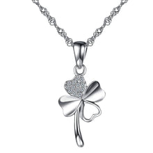 Sterling Silber Halskette mit Kleeblatt-Anhänger und Zirkonia
