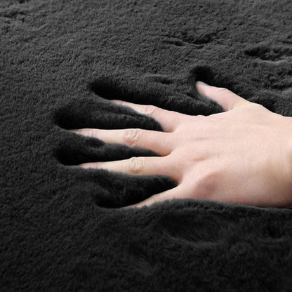 Flauschiger Fellteppich Schwarz 150x240 cm – Wohnzimmer Teppich