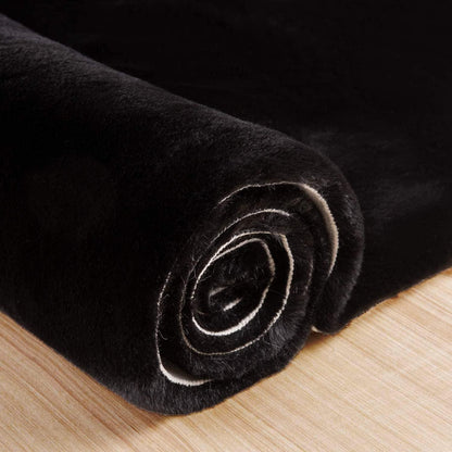 Flauschiger Fellteppich Schwarz 150x240 cm – Wohnzimmer Teppich