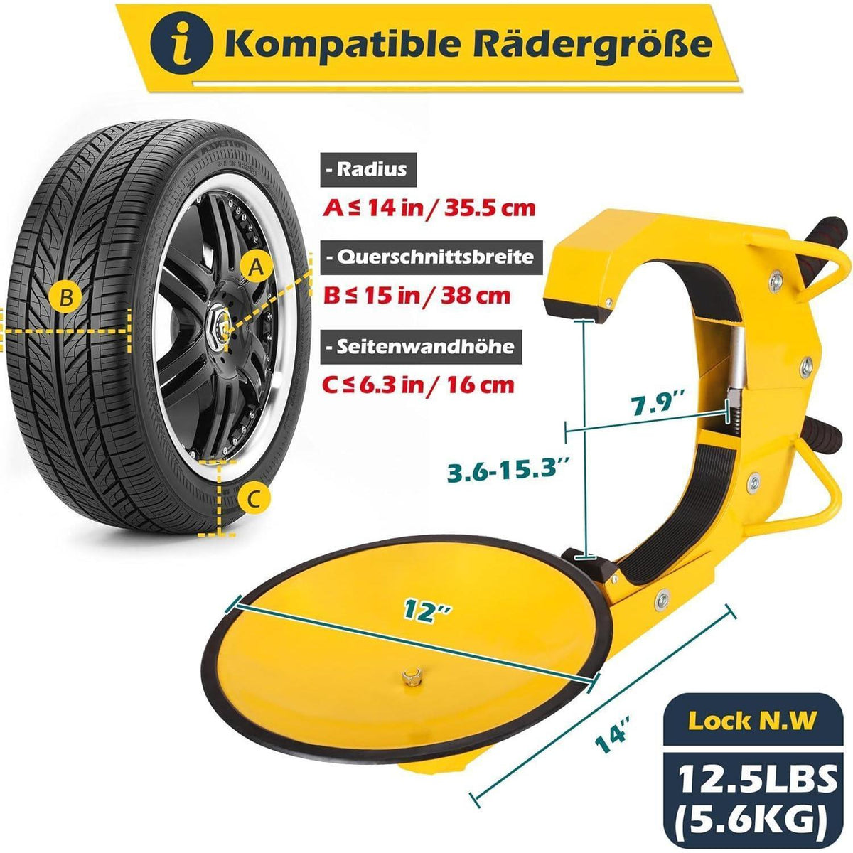 Radkralle zum Schutz von Auto, LKW & Wohnwagen
