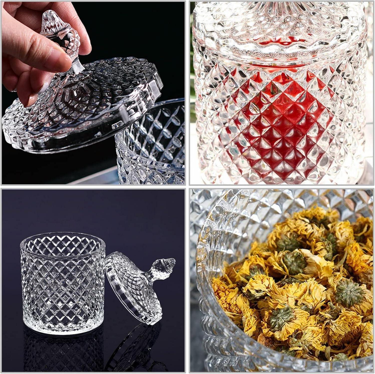 AMJKEJI Kristallglas Zuckerdose mit Deckel, Glasbehälter für Süßigkeiten und Snacks