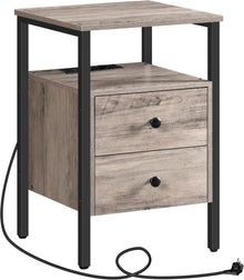 Nachttisch mit Ladestation 2 Schubladen USB-Anschlüssen 40 x 61 cm