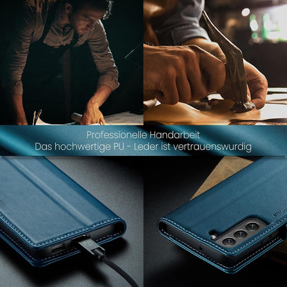 Samsung Galaxy S22 5G Hülle Blau Leder RFID Flip Case Wallet 6,1 Zoll