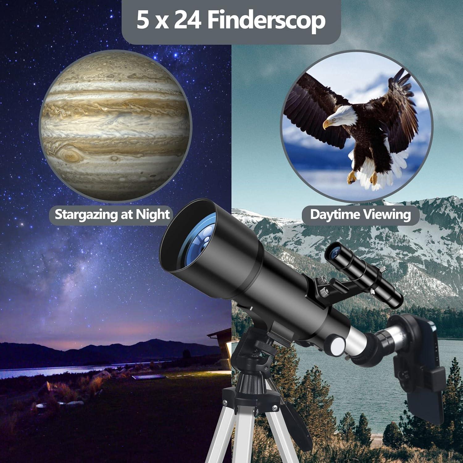 Teleskop Astronomie 70/400mm für Anfänger mit Stativ und Sucherfernrohr