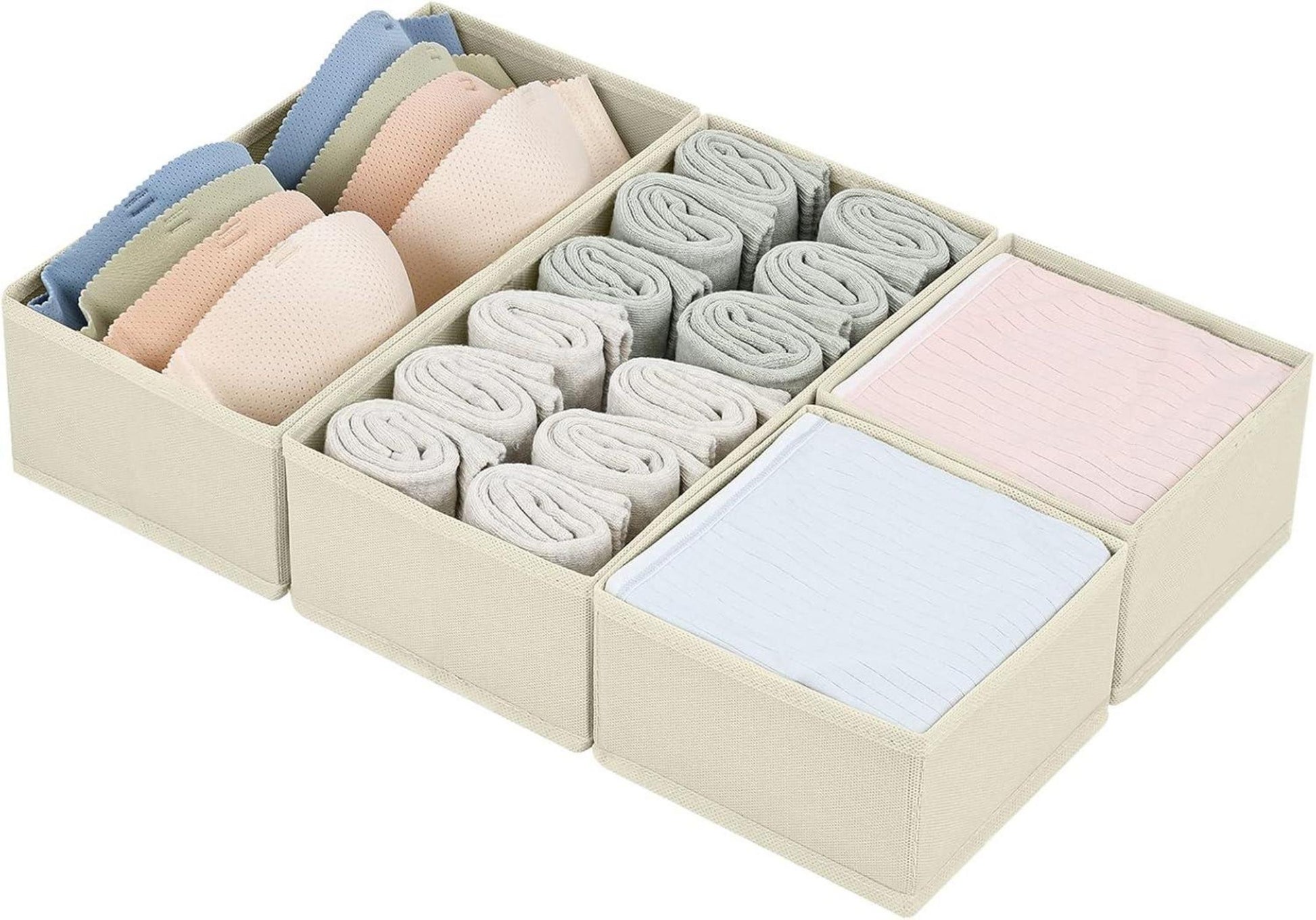 DIMJ 4er Set Faltbare Schubladen Organizer aus Stoff