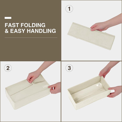 4er Set Schubladen Organizer Aufbewahrungsbox für Kleiderschrank Beige