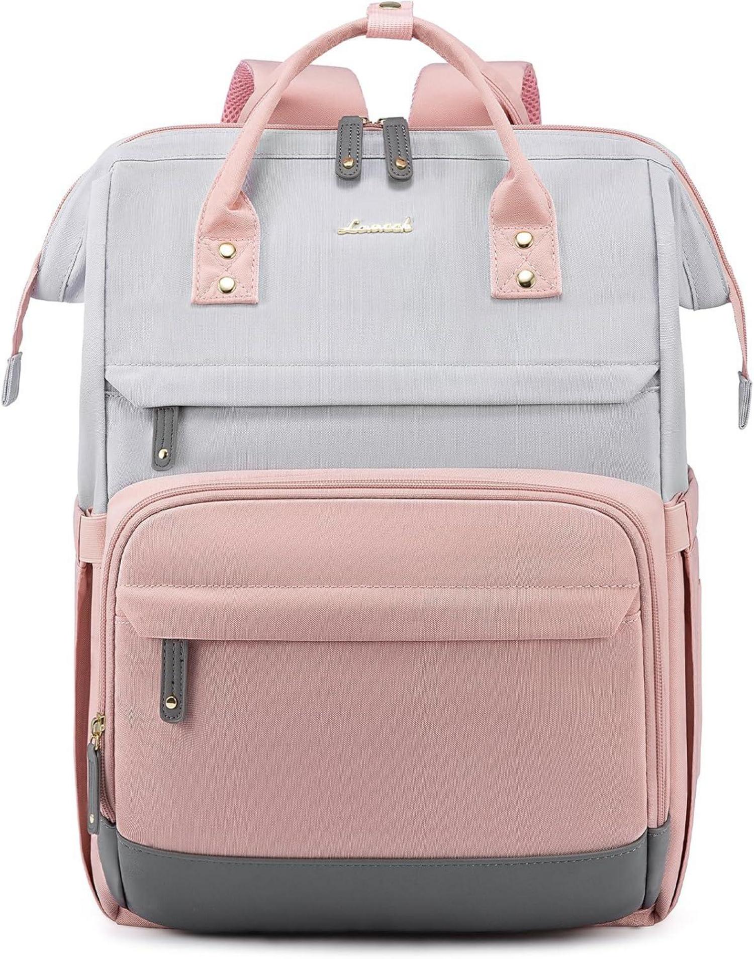 Großer Laptop Rucksack 17.3 Zoll Mädchen Wasserdicht Grau Rose