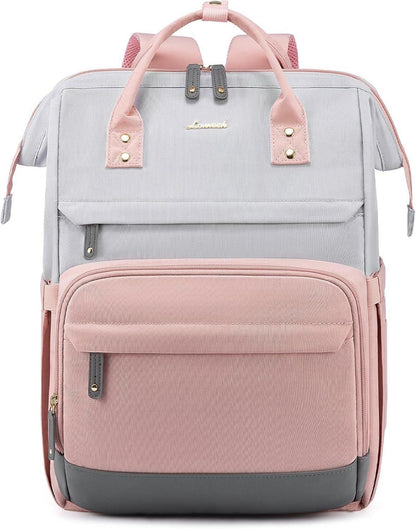 Großer Laptop Rucksack 17.3 Zoll Mädchen Wasserdicht Grau Rose