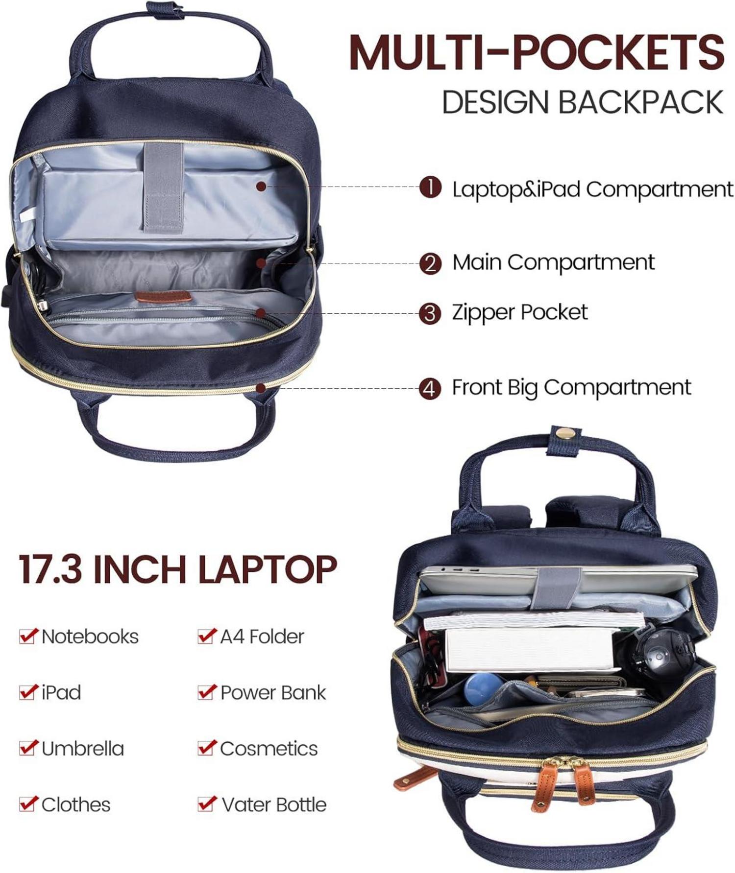 Rucksack Damen 15.6 Zoll Laptop Schulrucksack Wasserdicht Teenager