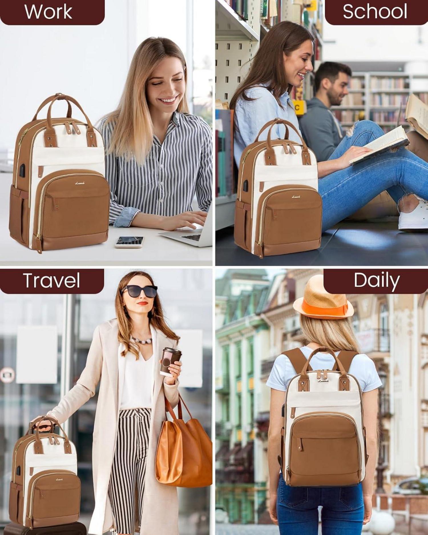 Rucksack Damen 15.6 Zoll Laptop Schulrucksack Wasserdicht Anti-Diebstahl