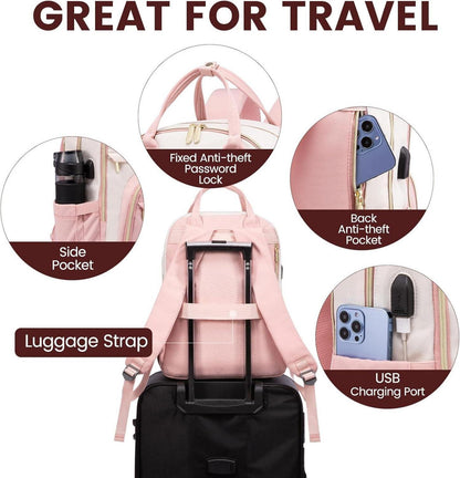 Damen Laptop Rucksack 15.6 Zoll wasserdicht Anti-Diebstahl Mädchen Teenager