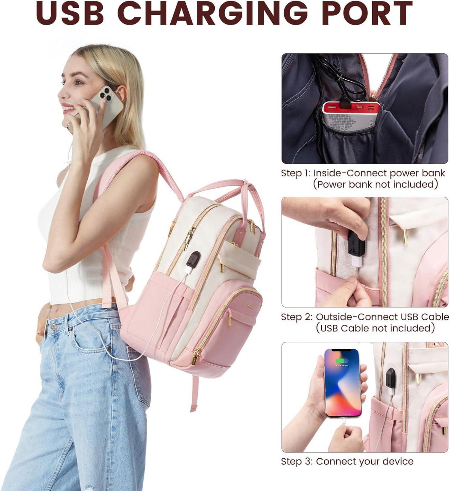 Damen Laptop Rucksack 15.6 Zoll Schulrucksack Wasserdicht