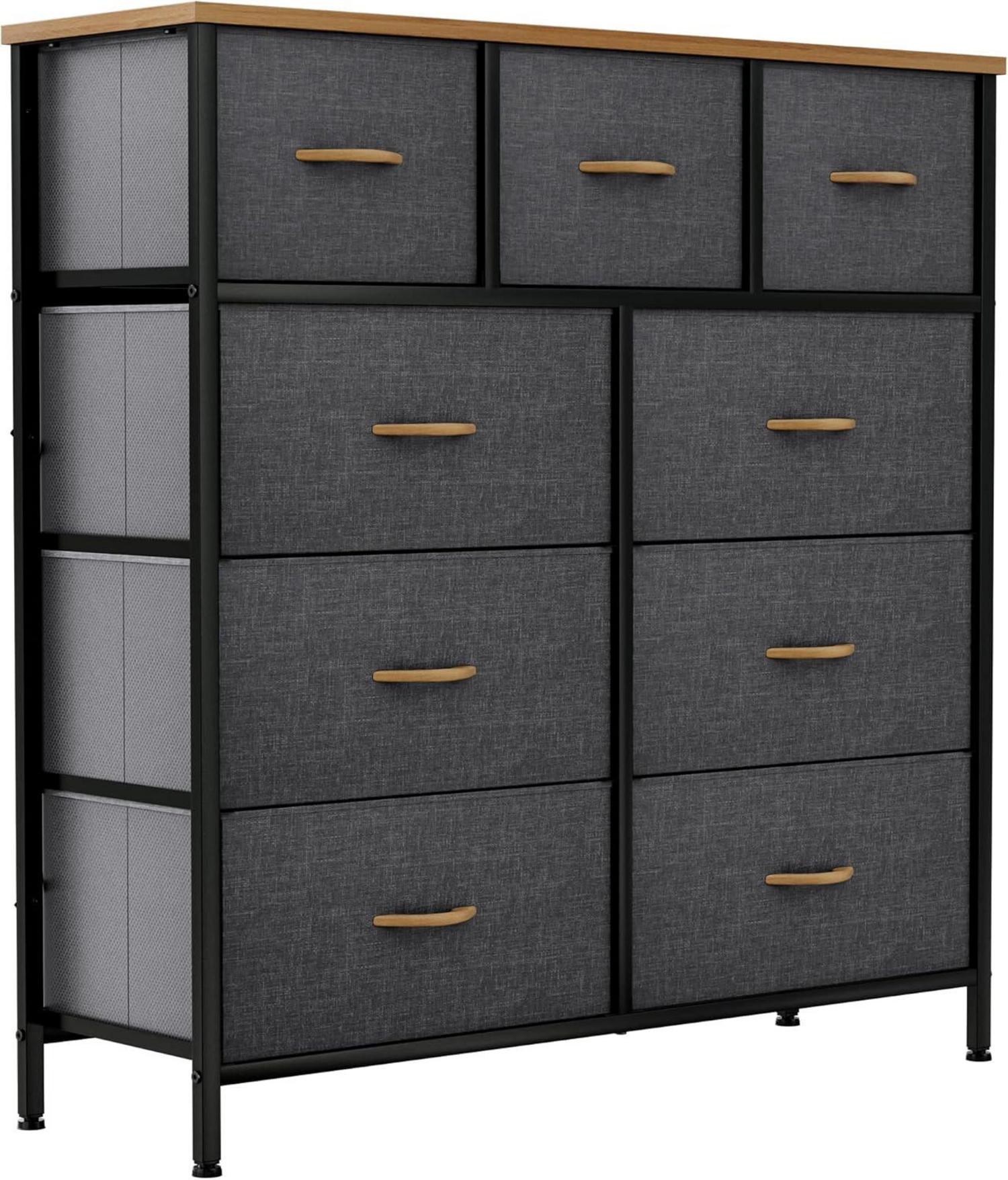 Kommode Schrank Aufbewahrung Industrial Stil 9 Schubladen kühlgrau