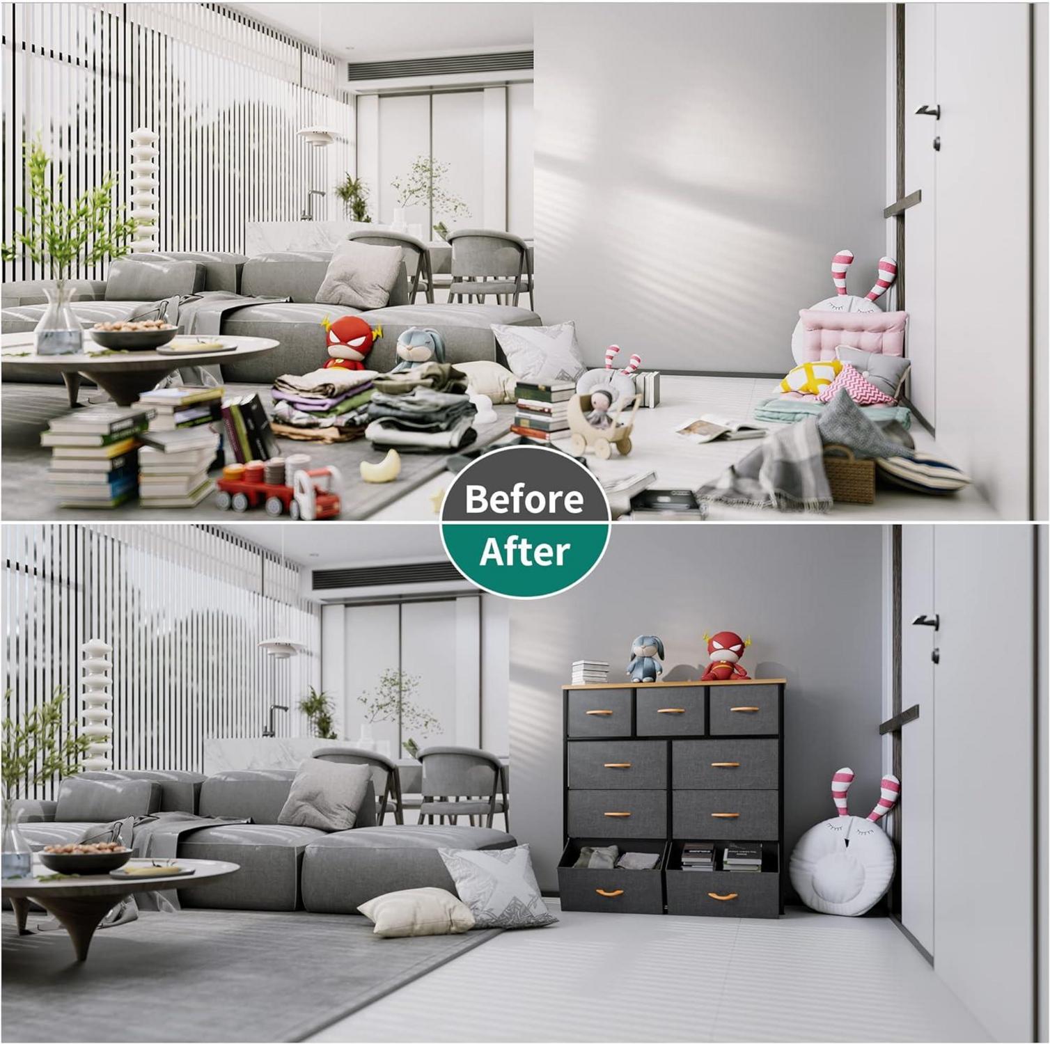 YITAHOME Aufbewahrungskommode Schubladen Schrank Stoff Industrial Stil