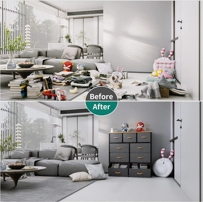 YITAHOME Aufbewahrungskommode Schubladen Schrank Stoff Industrial Stil