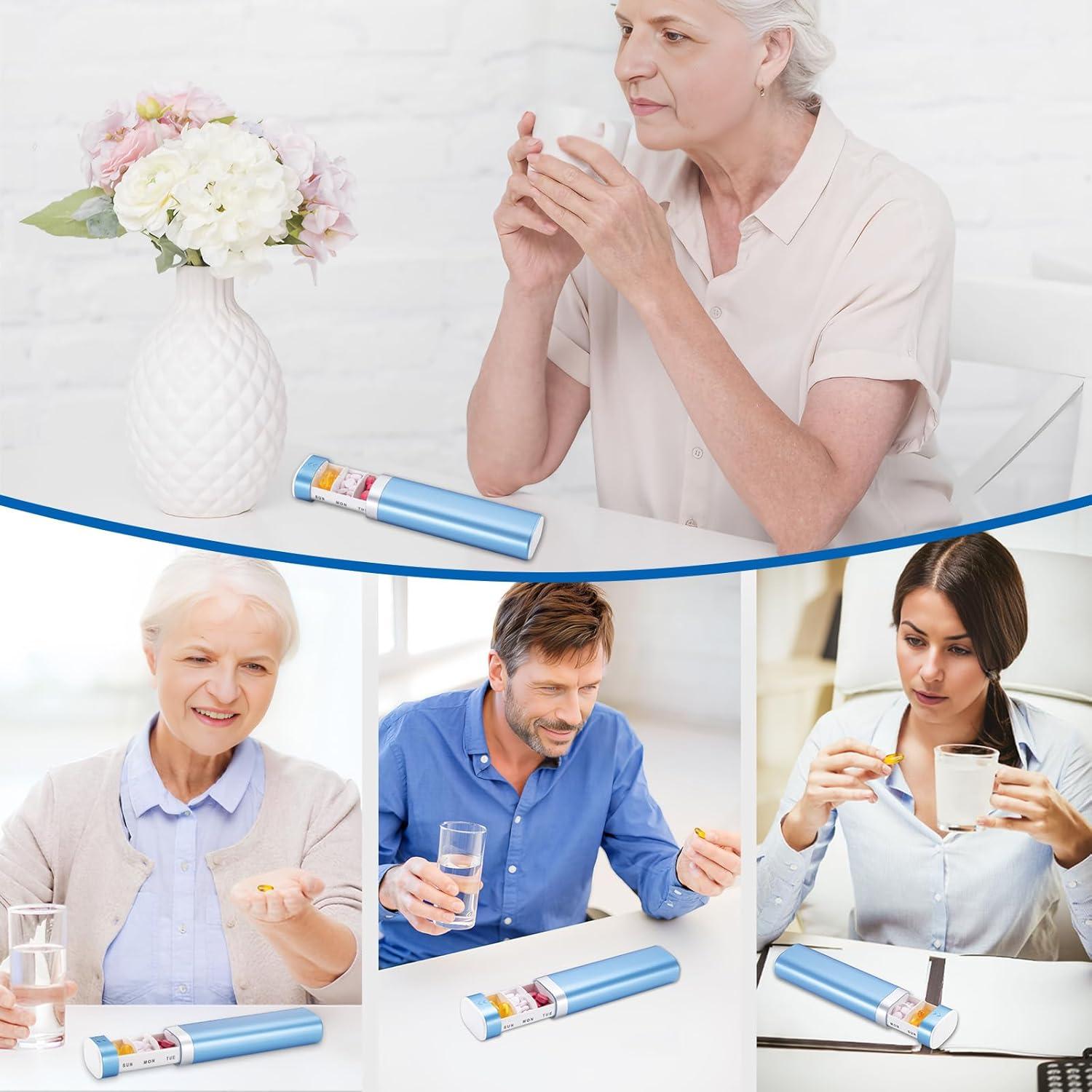 7-Tage Pillen-Organizer, BPA-frei, wöchentliche Reise-Pillendose, niedlich, blau