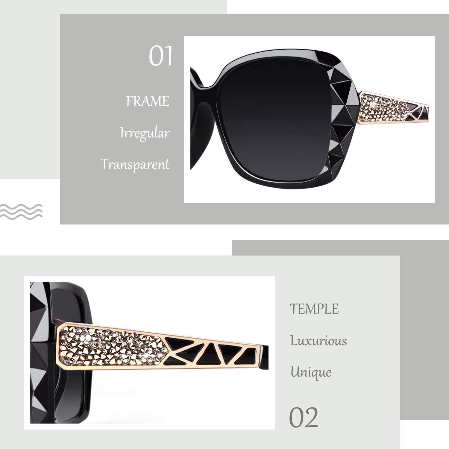 Oversized Polarisierte Sonnenbrille Damen UV400 Elegant Klassisch GM-1C86-1