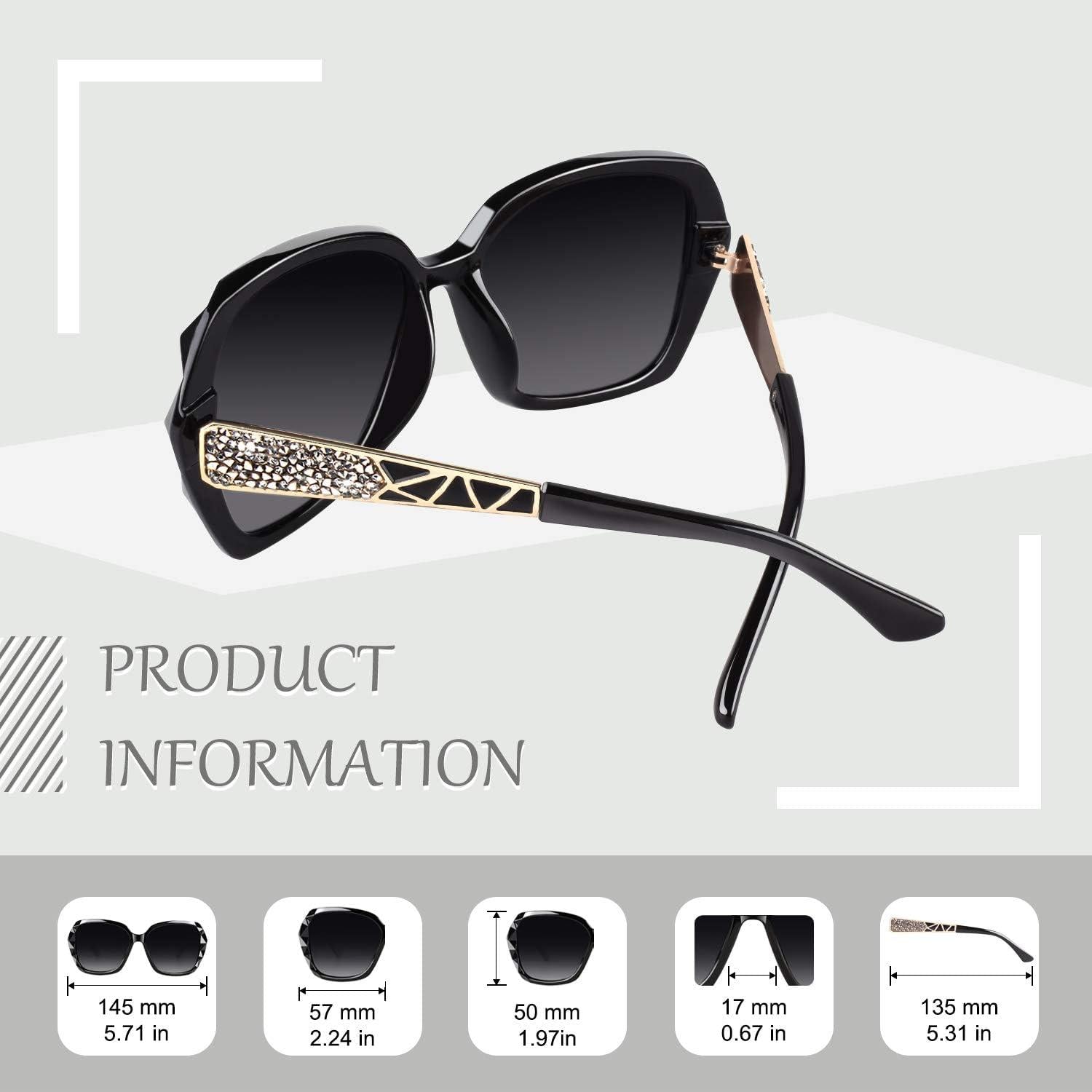 Oversized Sonnenbrille Polarisiert UV400 Damen elegant klassisch schwarz