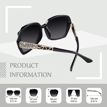 Oversized Sonnenbrille Polarisiert UV400 Damen elegant klassisch schwarz