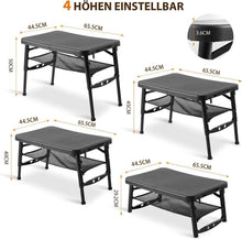Klapptisch Höhenverstellbarer Outdoor Campingtisch