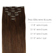 Echthaar Clip-Ins Schokoladenbraun 45cm 120g