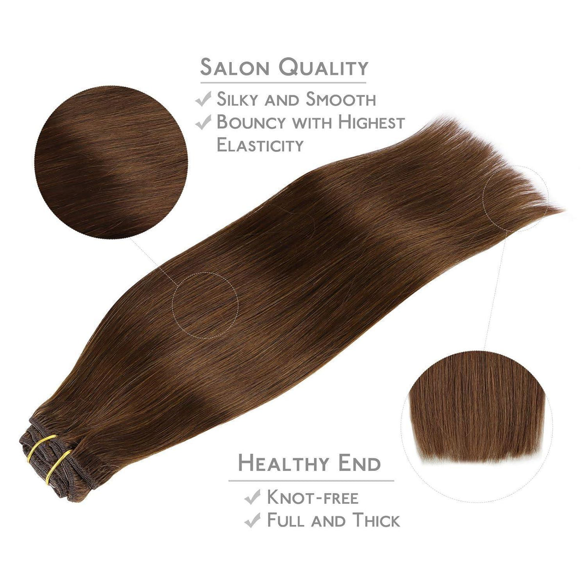 Echthaar Clip-Ins Schokoladenbraun 45cm 120g
