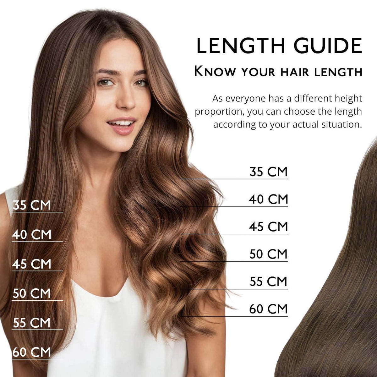 Echthaar Clip-Ins Schokoladenbraun 45cm 120g