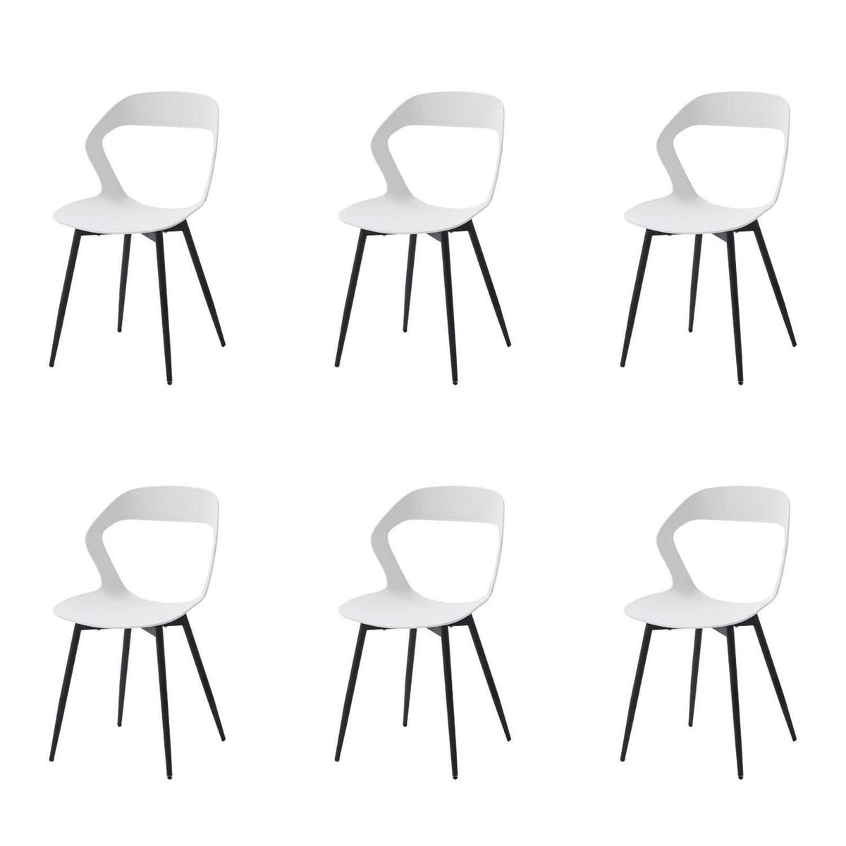 Moderner Esszimmerstuhl 6er-Set, skandinavisches Design Weiß+Schwarz