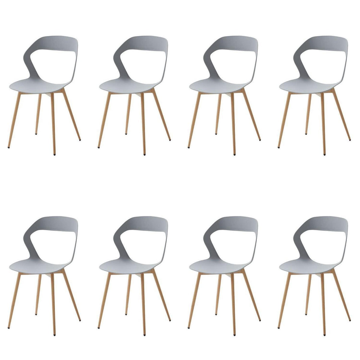 Moderner Esszimmerstuhl Set (8) – Grau & Natürliche Farbe