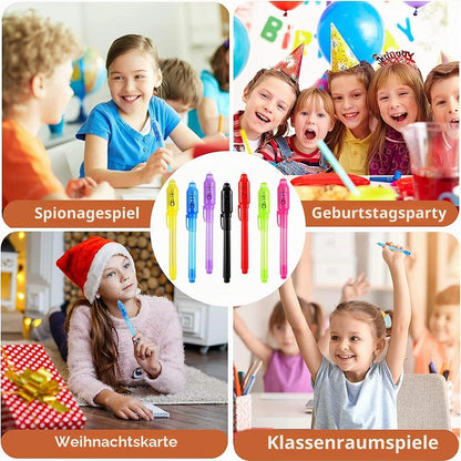 Geheimstift Set mit UV-Licht & Notizblöcken – 16er Pack