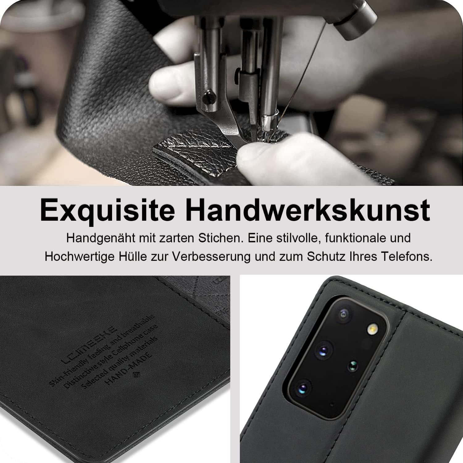 Samsung Galaxy S20 Plus Hülle Leder Wallet Cover Schwarz