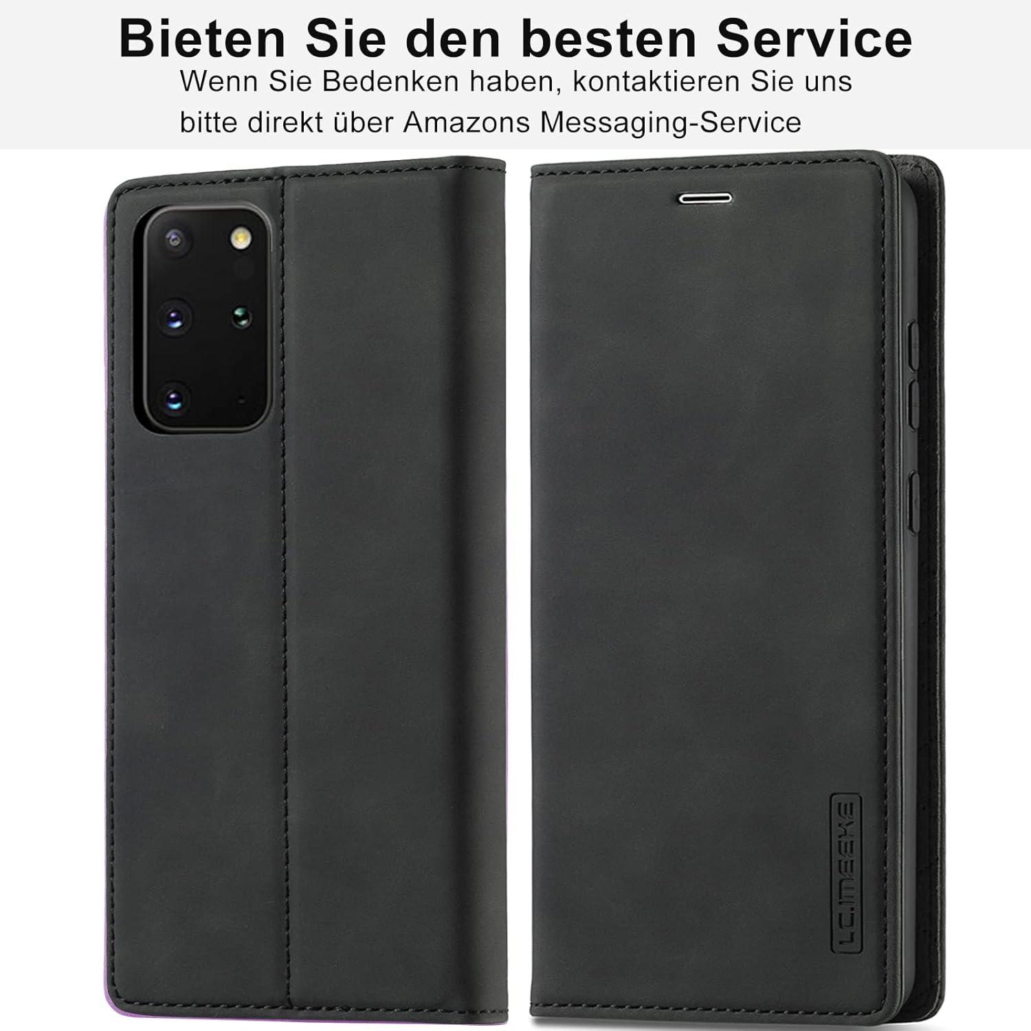 Samsung Galaxy S20 Plus Hülle Leder Klappbar Flip Wallet Case Schwarz