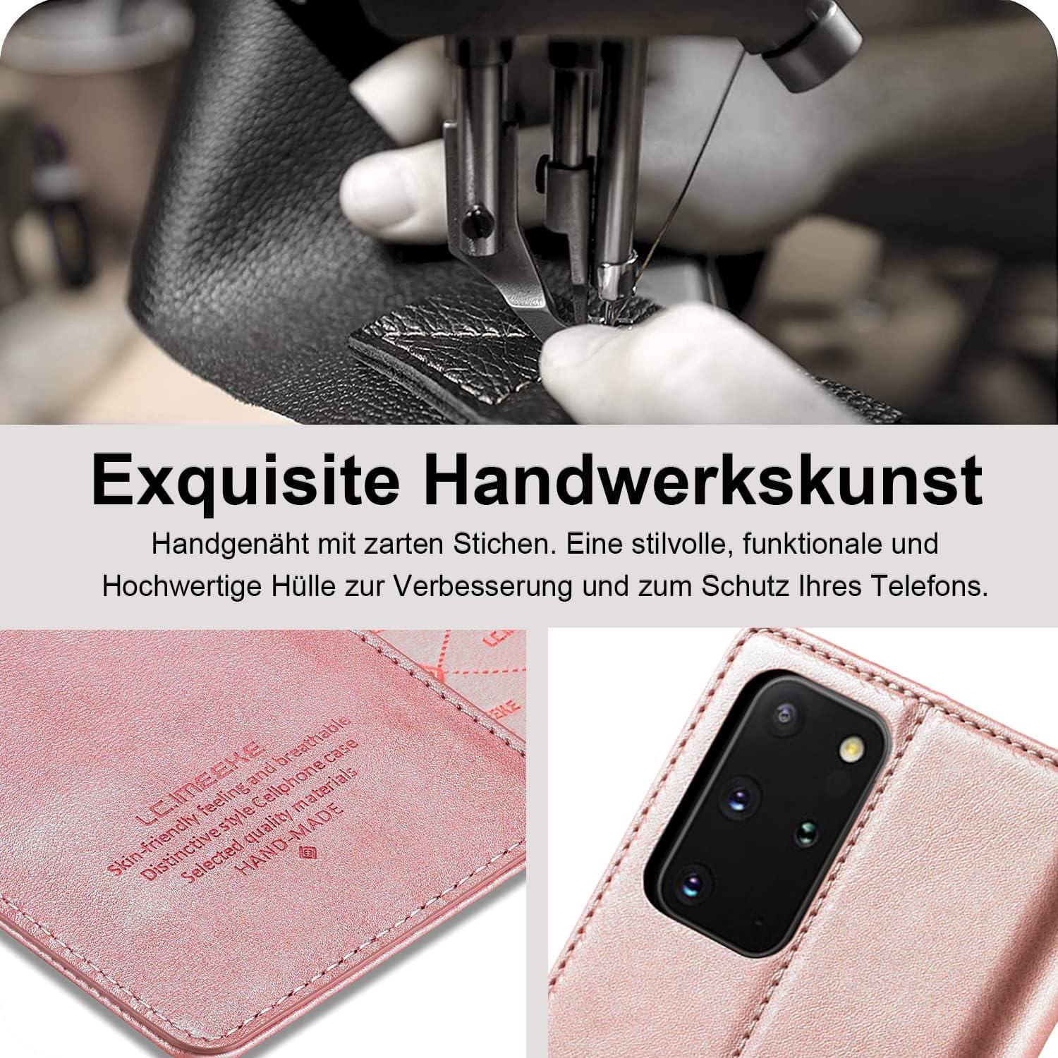 Samsung Galaxy S20 Plus Hülle Leder Wallet mit Ständer Pink
