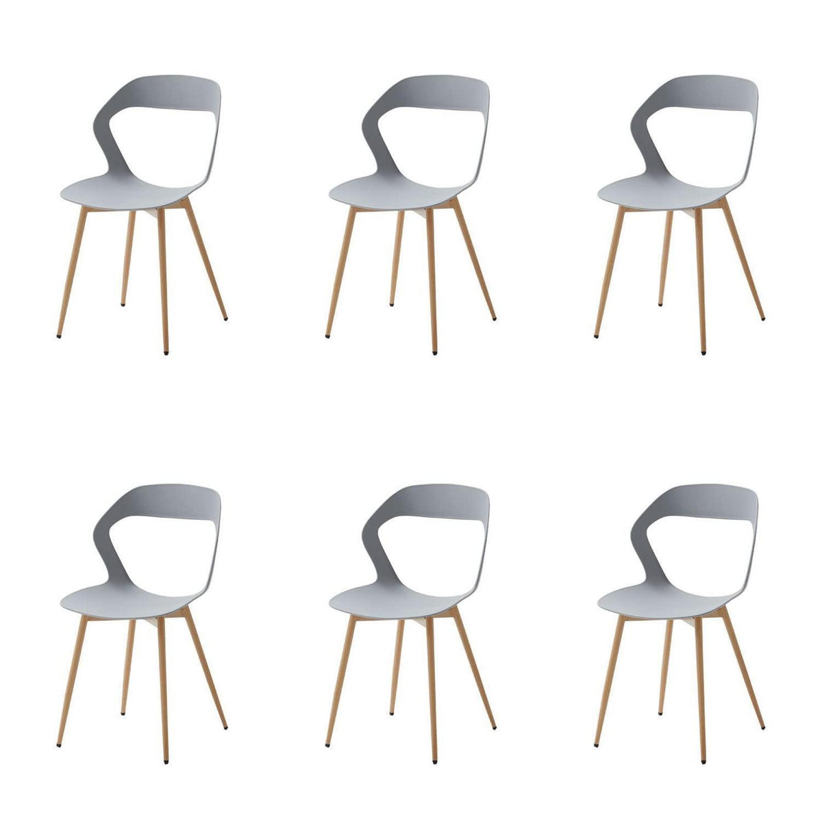 Moderner Esszimmerstuhl 6er-Set Grau & Natürliche Farbe