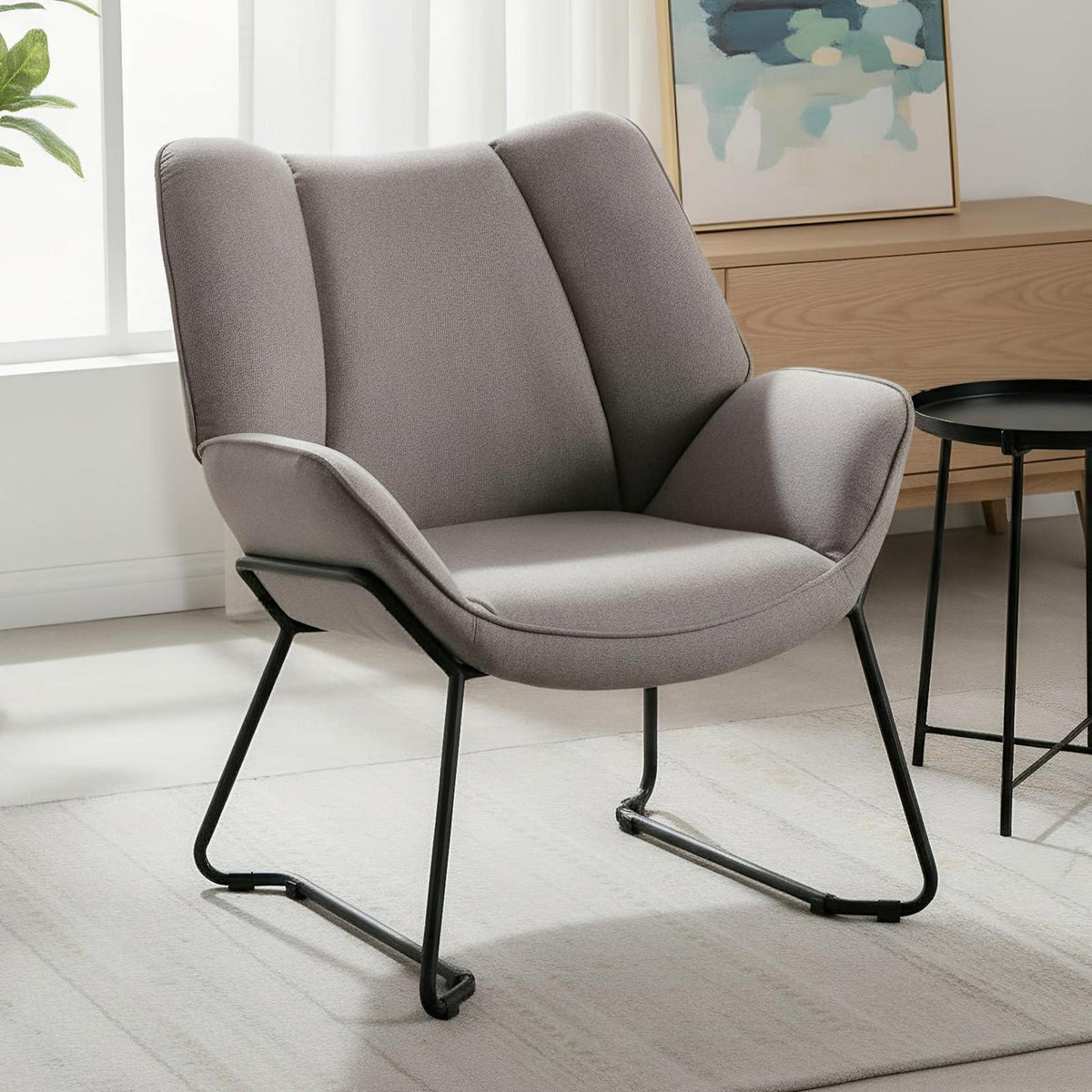 Leinen Loungesessel Grau – Modern & Bequem für Wohnzimmer/Balkon