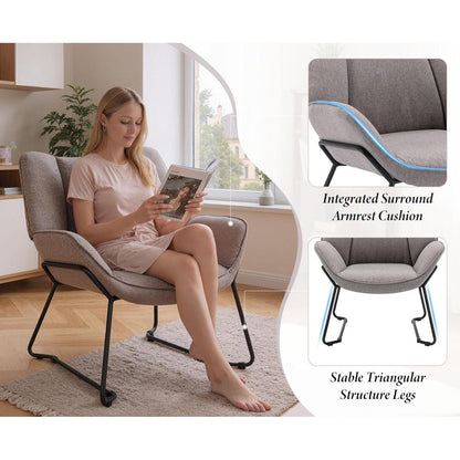Leinen Loungesessel Grau – Modern & Bequem für Wohnzimmer/Balkon