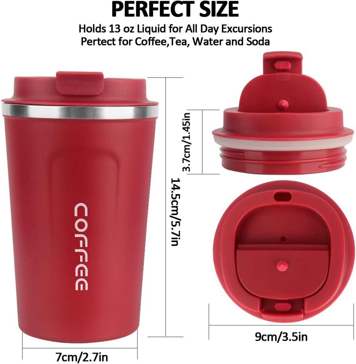 MOMSIV Thermobecher 380ml Edelstahl Auslaufsicherer Kaffeebecher Vakuum Isoliert Rot