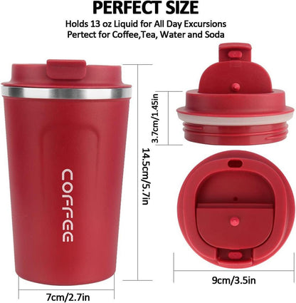 MOMSIV Thermobecher 380ml Edelstahl Auslaufsicherer Kaffeebecher Vakuum Isoliert Rot