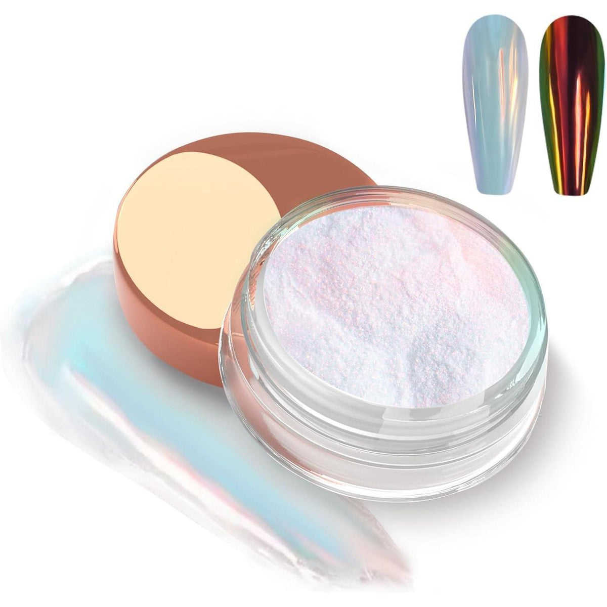 Chrome Nagelpulver Weiß Perle Iridescent Aurora Glitzerpuder