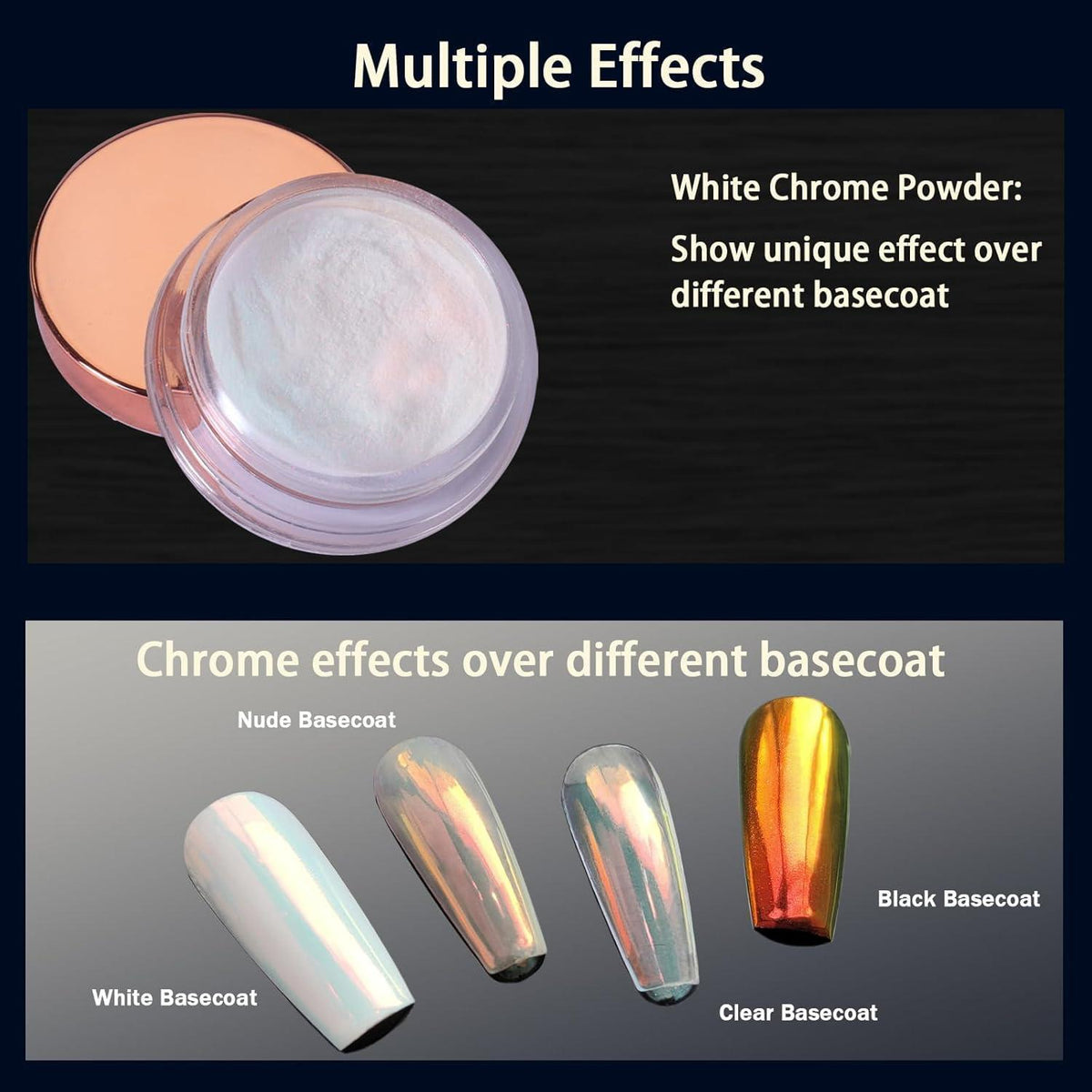 Chrome Nagelpulver Weiß Perle Iridescent Aurora Glitzerpuder
