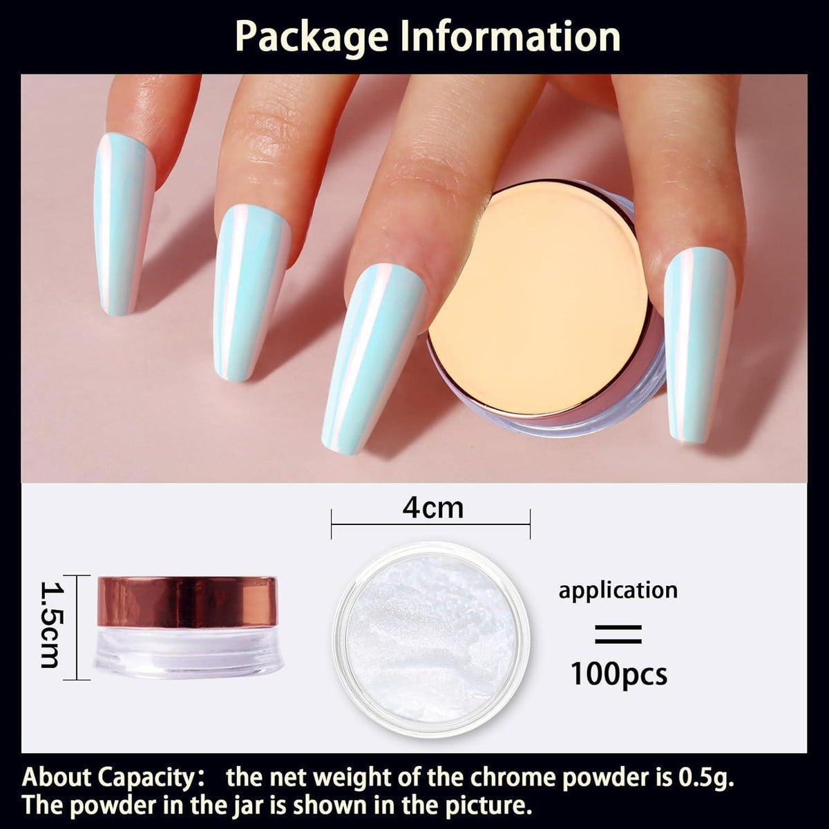 Chrome Nagelpulver Weiß Perle Iridescent Aurora Glitzerpuder