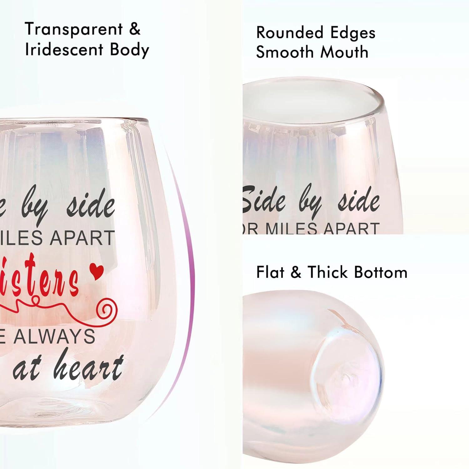 Regenbogen Weinglas für Schwester - Geschenkidee zum Geburtstag und