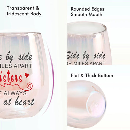 Regenbogen Weinglas für Schwester - Geschenkidee zum Geburtstag und