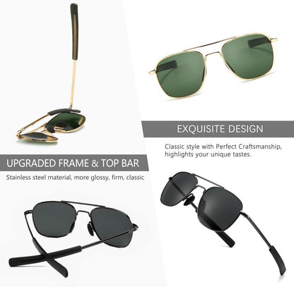 Polarisierte Herren Sonnenbrille Militärstil Pilot Bajonetttempel
