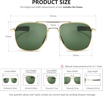 Polarisierte Herren Sonnenbrille Piloten Stil Bajonett-Tempel A285QKYS