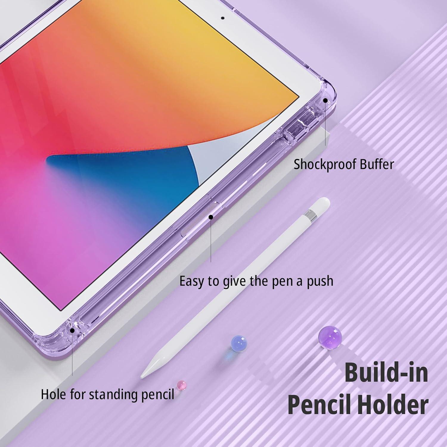EasyAcc iPad 10,2 Zoll Hülle Stoßfest mit Stifthalter Violett