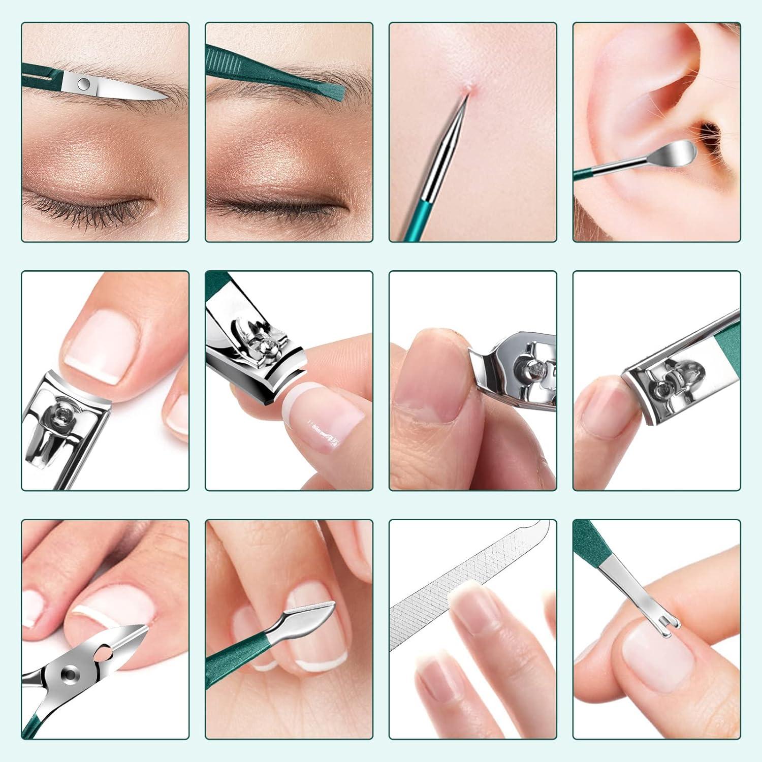 Maniküre Set 12-Teiliges Nagelknipser Pediküre Set Nagelschere Professionelles Nagelset Nageletui Fingernagel Pflege Set