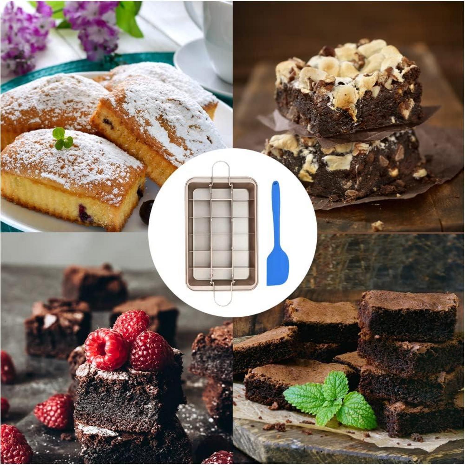 IVEOPPE Brownie Backform Brownie Backblech Trennwände Spatula 31x20x3.7 Antihaft